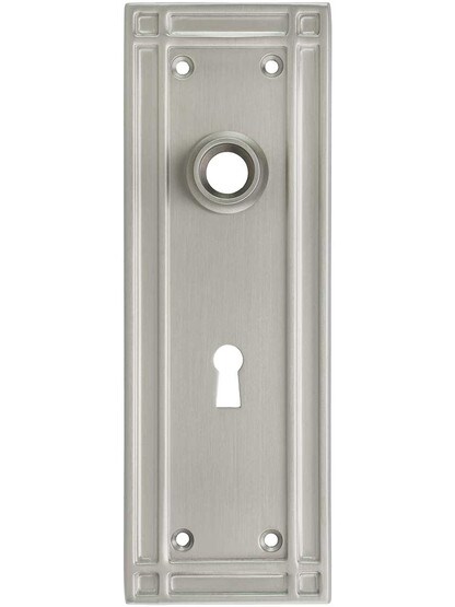 Mission Forged-Brass Back Plate with Keyhole in Satin Nickel.